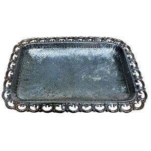 VTG Marly Silver Plated Small Footed Rectangular Soap‎ Tray Pierce Rim Vanity